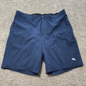 Island Active Mens Swim Shorts Navy Blue 1X Elastic Waist Mesh Lining Marlin Log
